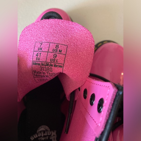 Dr. Martens 1460 Women's Patent Leather Lace Up Boots Hot Pink Combat Boots - Picture 9 of 17